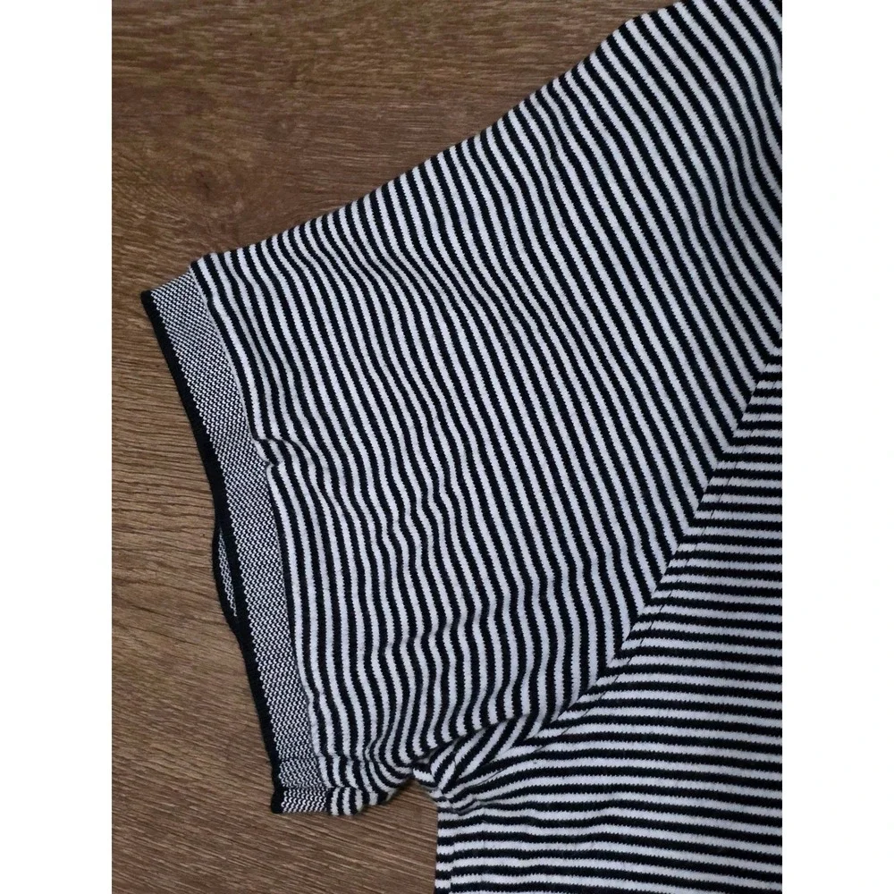 Banana Republic Mens Luxury Touch Polo Shirt Black White Striped‎ Large L